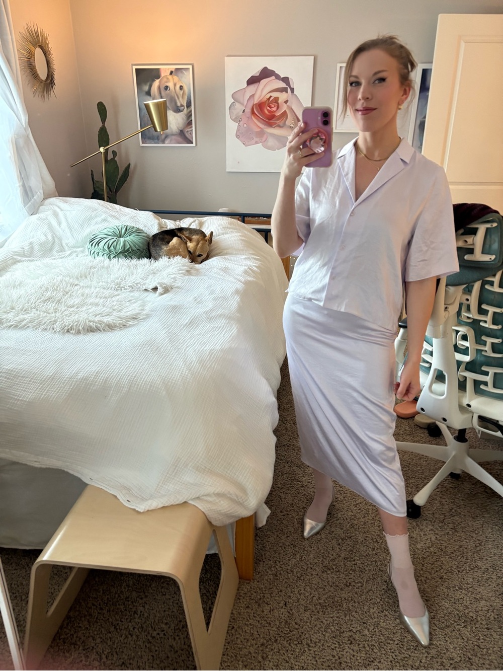 Aritzia Wilfred iced Lavender Button-Up top - Picture 3 of 5